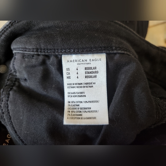 American Eagle Next Level Stretch High Waisted Distressed Skinny Jeans Black - Picture 7 of 7
